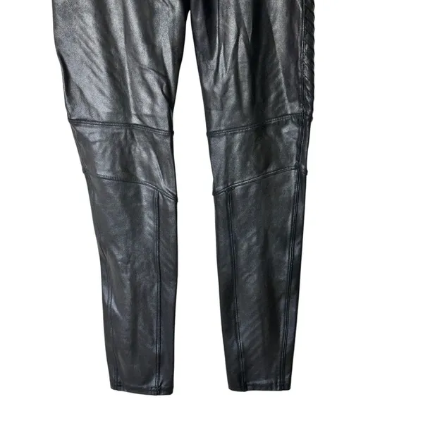 Spanx XL Black Faux Leather Moto shaping slimming Leggings Pull On Pants - Image 6