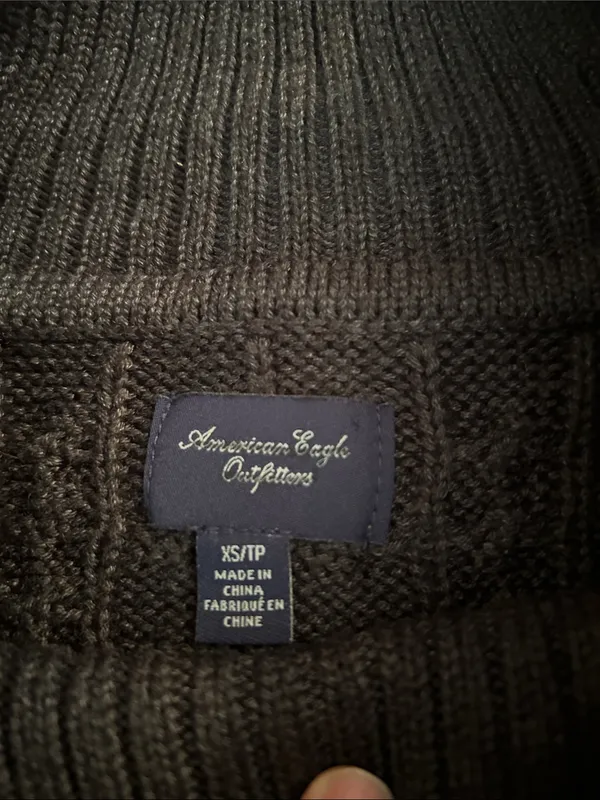 American Eagle Vtg Y2K cableknit cotton fold over off shoulder sweater XS - Image 11