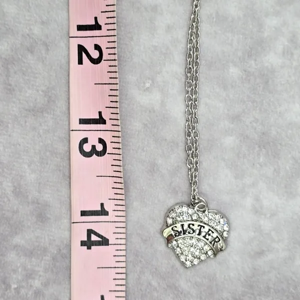 Silver Heart Rhinestone Gem Chain Pendant Link Fashion Jewlery‎ Necklace JB2-85 - Image 3