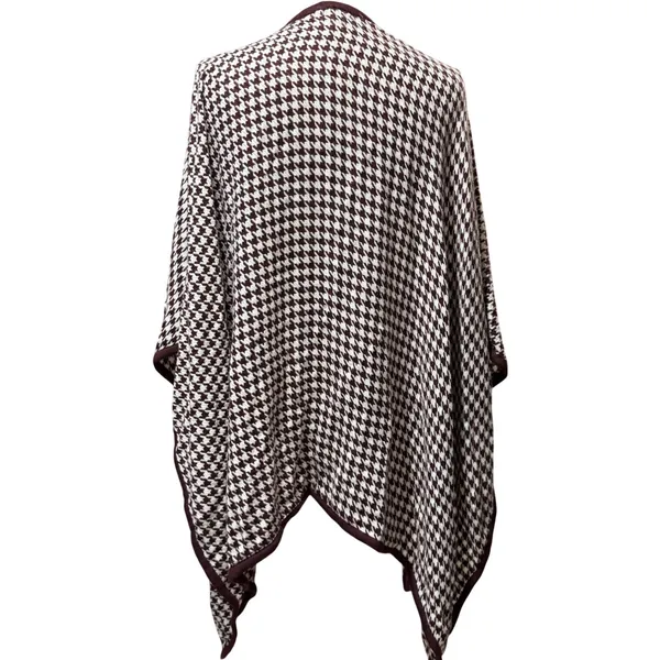 Ann Taylor OS Houndstooth Knit Purple‎ Poncho Wrap Shawl Cardigan Wedding Fall - Image 4