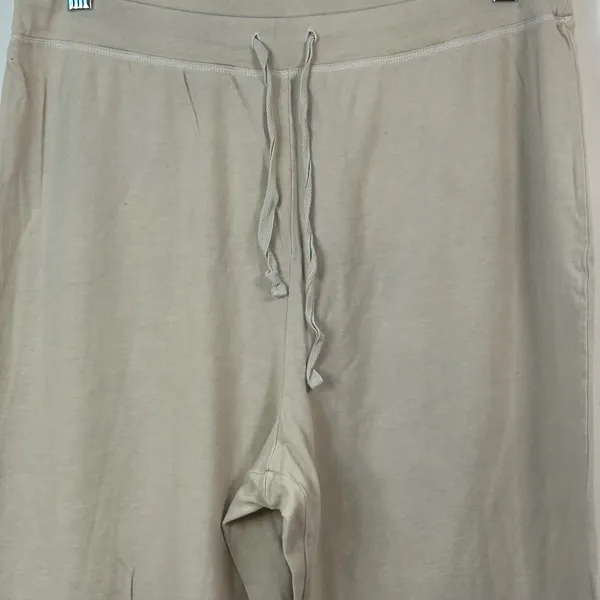Fresh Produce Tan Beige 100% Cotton Cropped Lounge Pants Wide Leg XL Resort - Image 3