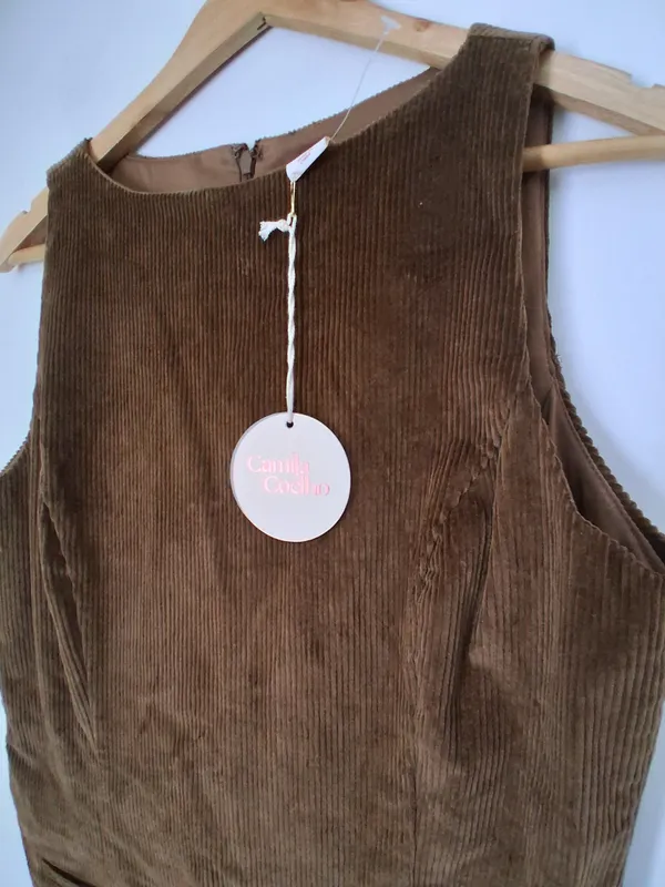 Camila Coelho Brown Courdroy Sleeveless Mini Dress 8 - Image 3