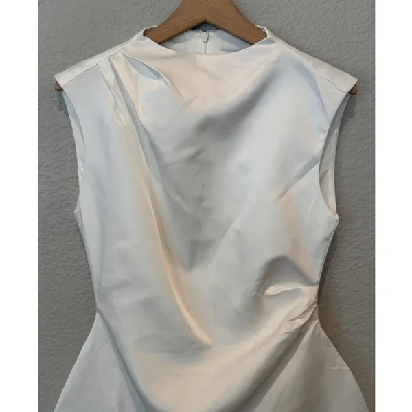 NWT Odd Muse Satin Straight Neck Mini Dress Size Medium White - Image 12