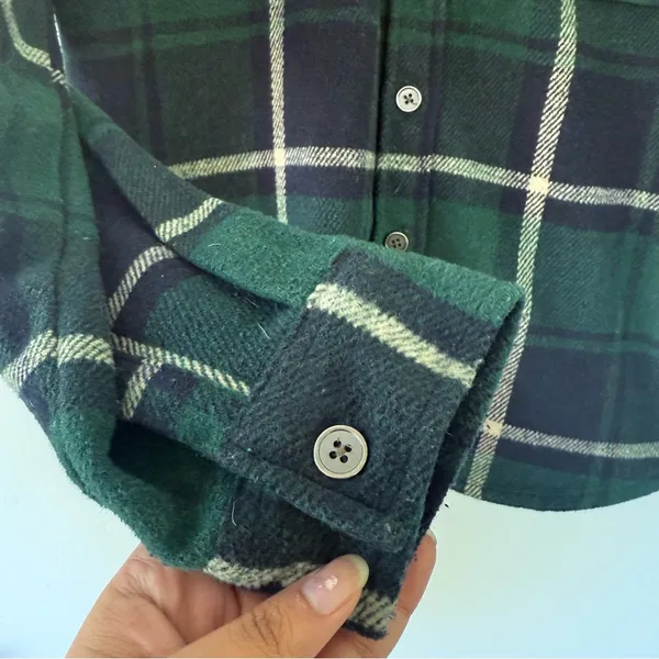 PacSun PS/LA Green & Navy Plaid Wool-Blend Shacket Size M/L - Image 5