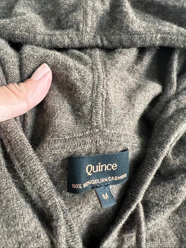Qunice Mongolian Cashmere Full-Zip Hoodie in Brown Size Medium $119 - Image 6