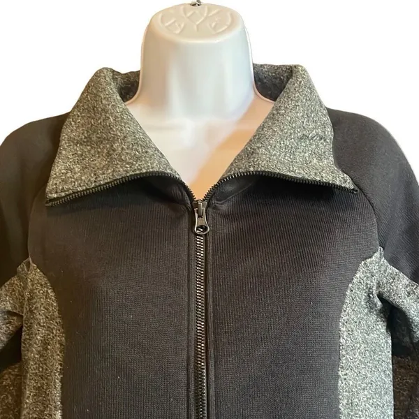 Columbia Black Gray Full Zip‎ Raglan Long Sleeve Fleece Jacket Small Gorpcore - Image 3