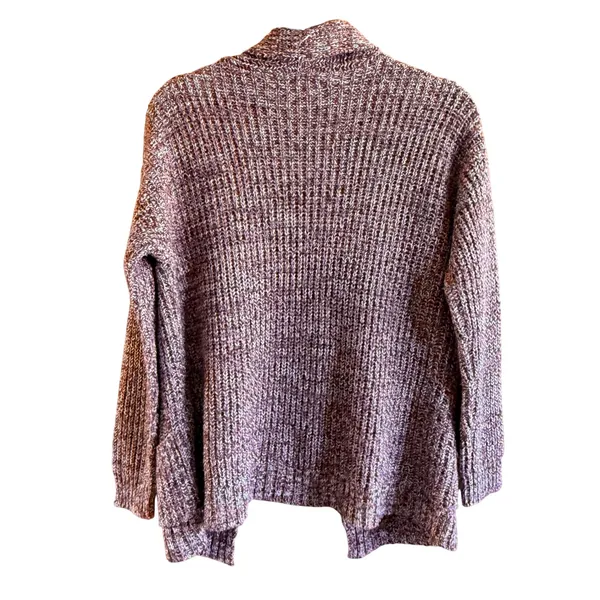 Pink Rose Large Burgundy Marl Open Front Chunky Knit Cardigan Warm Fall Sweater - Image 5