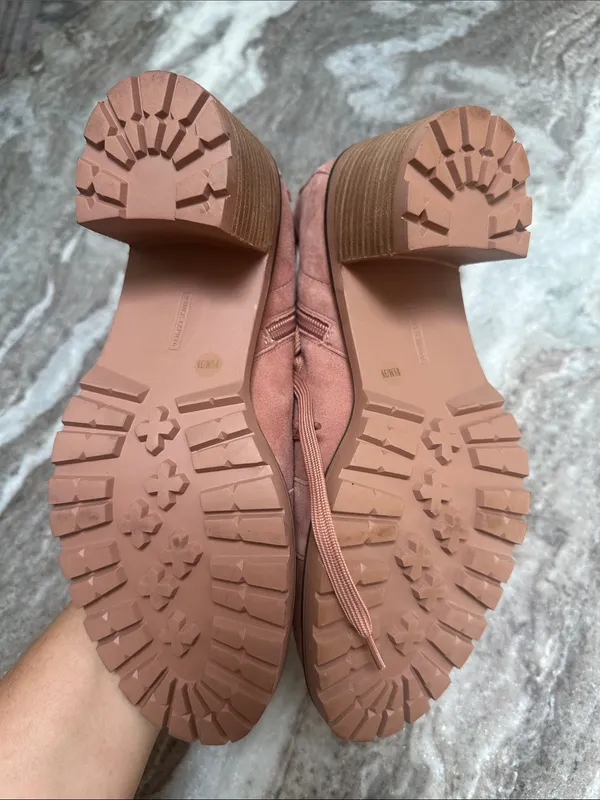 Vince Camuto Leather Suede Lace-Up Ankle Boots Gaviana Dermy Pink Sz 8.5 - Image 10