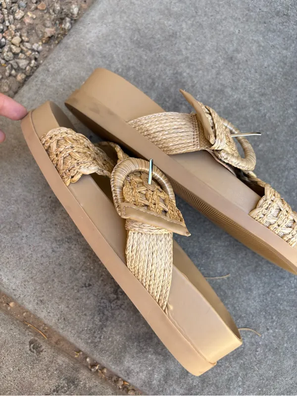 Marc Fisher Natural Tan Braided Slide Sandals - Image 2