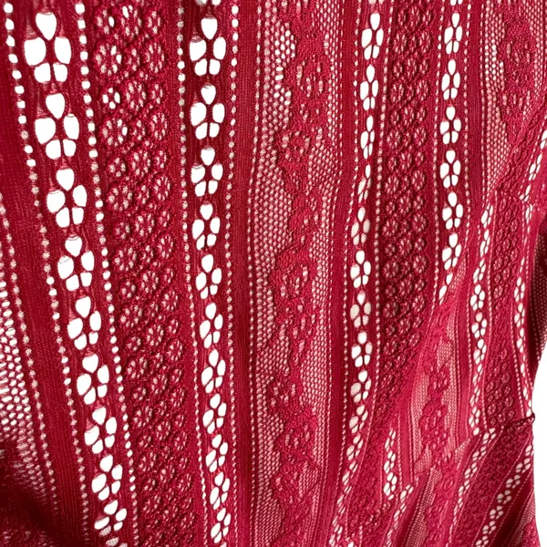 Alya Red Lace Strappy‎ Racerback Lined Peplum Tank Blouse Size S - Image 3