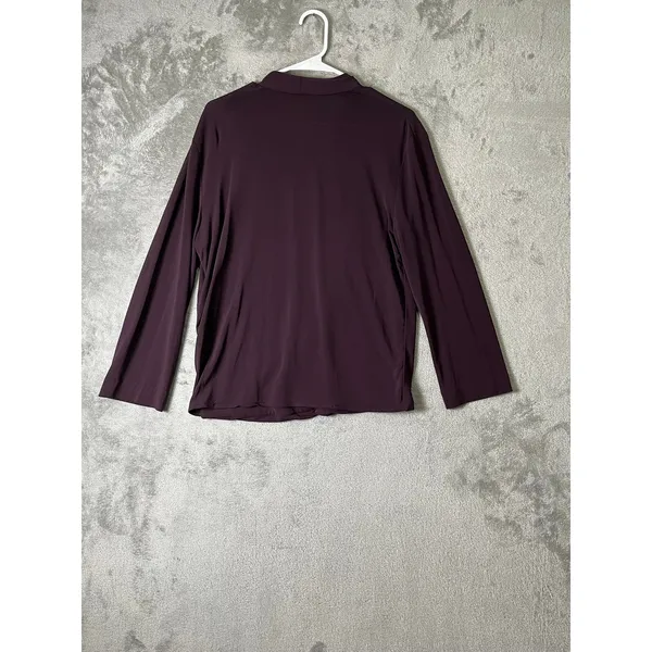 MM.LaFleur Draped Crossover Surplice Long Sleeve Workwear Blouse Plum Size Large - Image 3