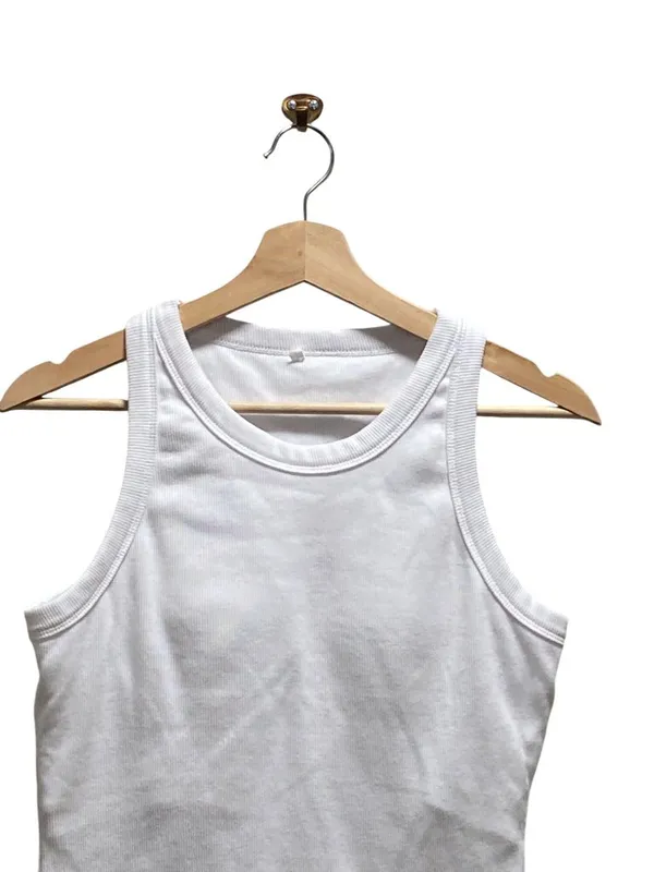 Boutique Built In Bra Ribbed Tank Top White Size XL Minimalist Neutral Summer - Image 6