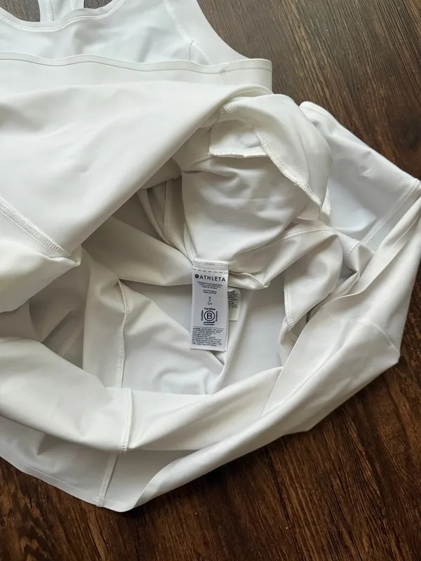 Athleta Levitate Dress Womens Small White Racerback Tennis Golf Zip Pockets - Image 4