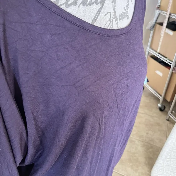 41 hawthorn blouse Top Short Sleeve Large Purple Open back Tunic Stretch Fall - Image 4