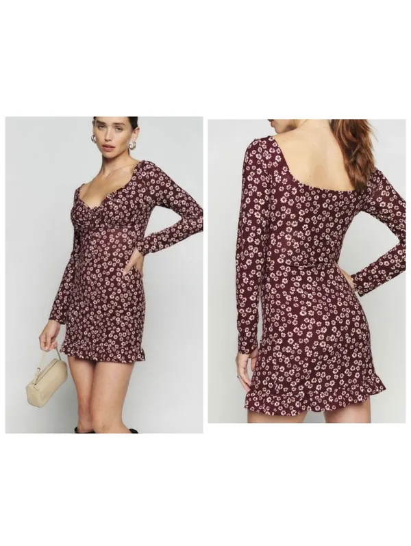 Reformation $128 Angeline Woman’s Small Floral Long Sleeve Mini Dress - Image 2