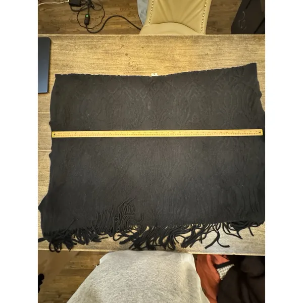 Anthropologie Do Everything in Love Black‎ Textured Open Sweater Fringe One Size - Image 9