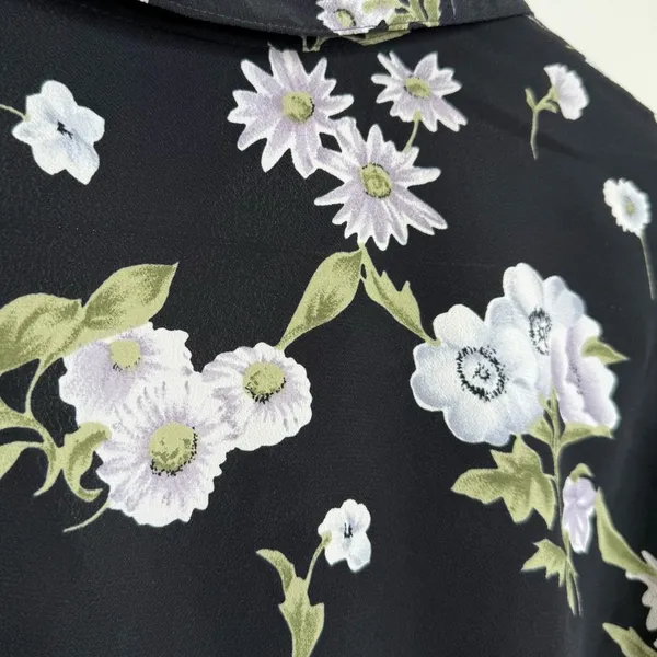 Vintage 90s B Moss Dark Floral Maxi Dress Women’s 13/14 Short Sleeve Collar - Image 9