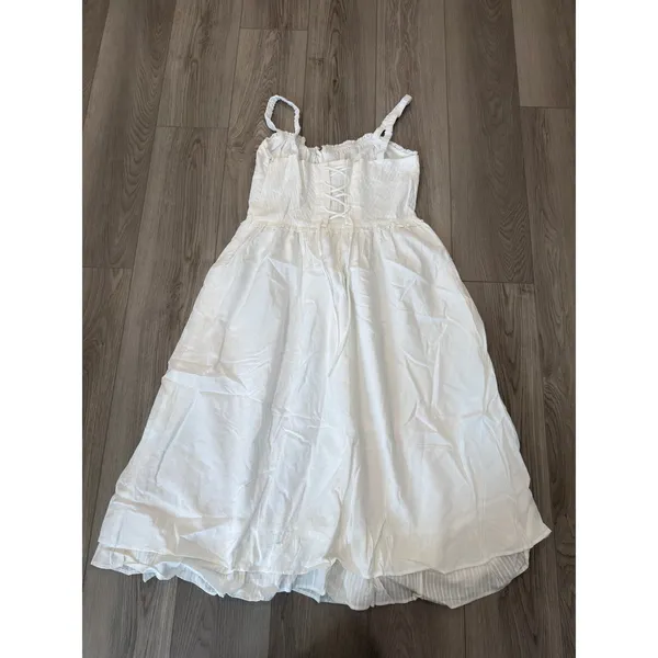 Commense Coastal Cowgirl Ruffle Hem Milk Maid Midi Dress XL White NWT - Image 4