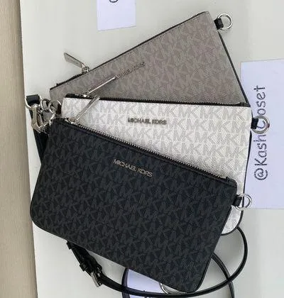 MK Medium Triple Pouch Crossbody - Black Multi - Image 3