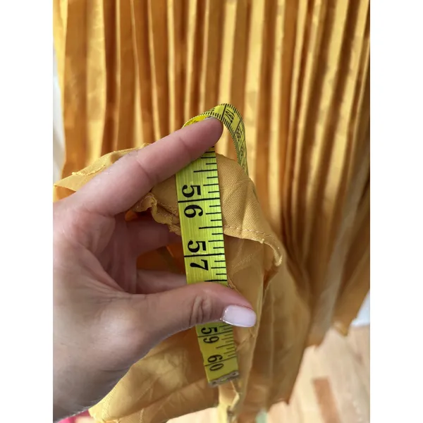 Yellow Pleated Midi Dress with Adjustable Straps Sz 7 - Image 4