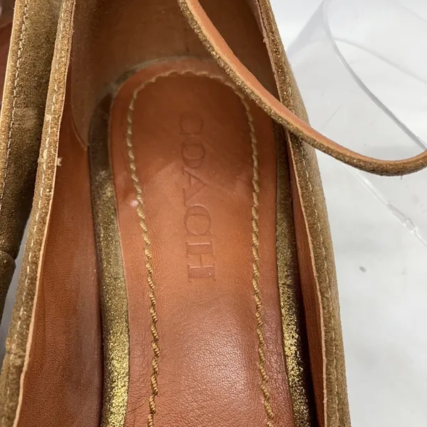 Coach Gold Suede Kitten Heels Ankle Straps 8.5 - Image 7