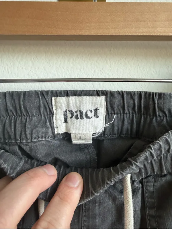 Pact Women's Organic Cotton Utility Pull On Pants Gray Drawstring Small - Image 6