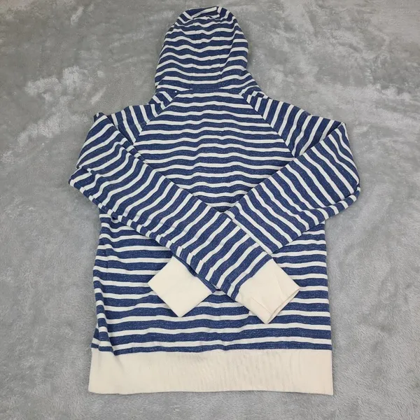 Walt Disney‎ Parks White & Blue Striped Pullover Hoodie Sweatshirt Size Small - Image 4