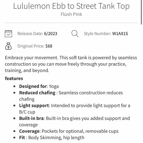 Lululemon Ebb To Street Tank Top in Flush Pink Size 8 - Image 8