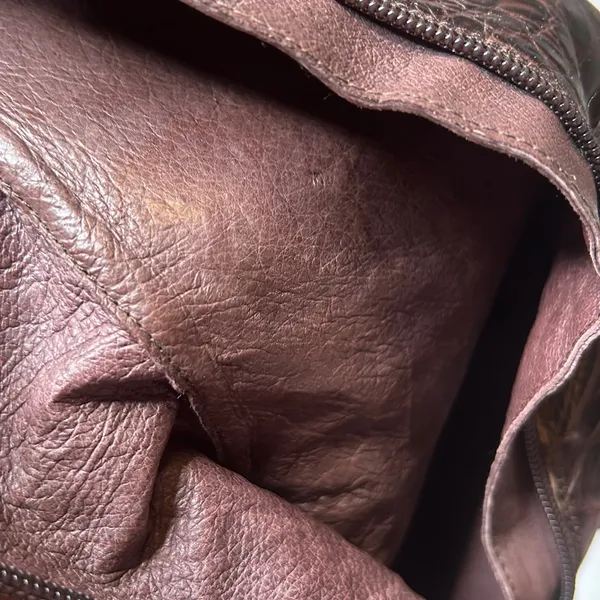 Charles David Embossed Leather Faux Fur Brown Boots 6.5 - Image 14