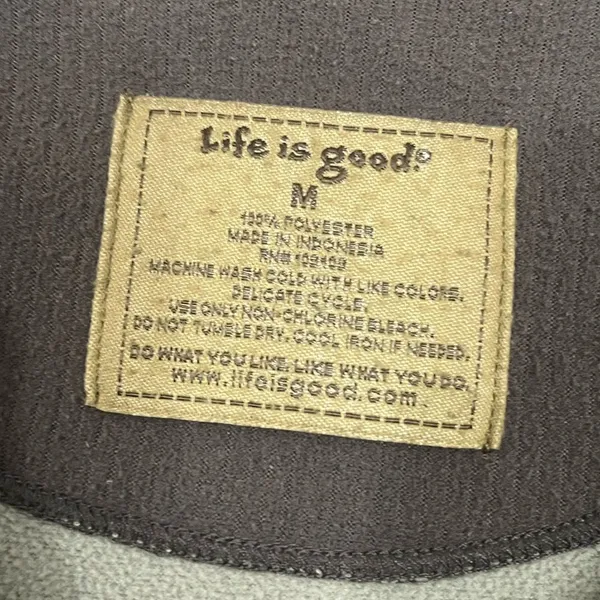 Life is Good Tan/Brown Fleece Zip Up Jacket Size Medium - Image 2