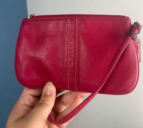 Coach Coral Red Leather 6”x4” wristlet - Image 6