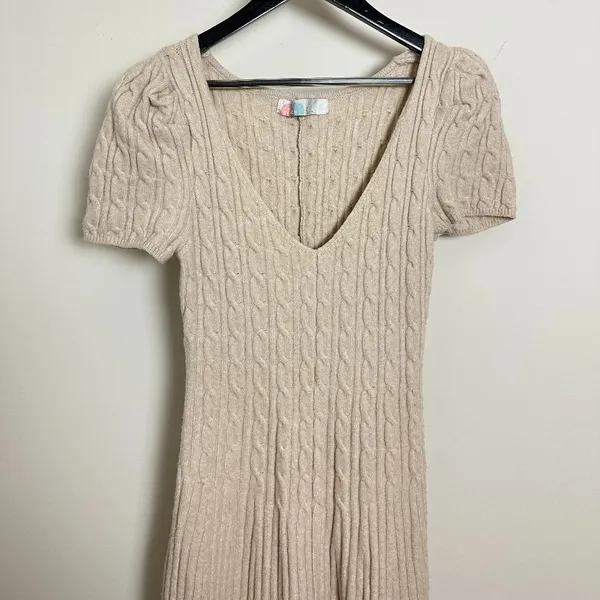FREE PEOPLE Madsen Midi Dress in Oatmilk Size Large - Image 6