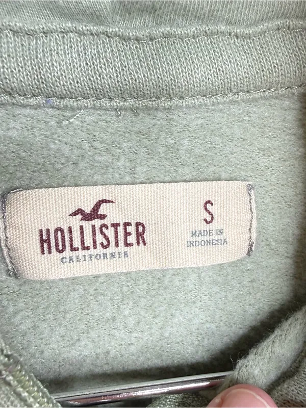 Y2K Hollister Zip Up Hoodie Sweatshirt Size Small Olive Sage Green Soft Comfy - Image 3