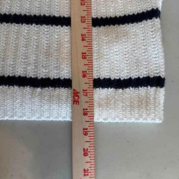 J.Crew Women 100% Cotton Sweater S White Blue Striped Cropped Pullover Nauica - Image 5