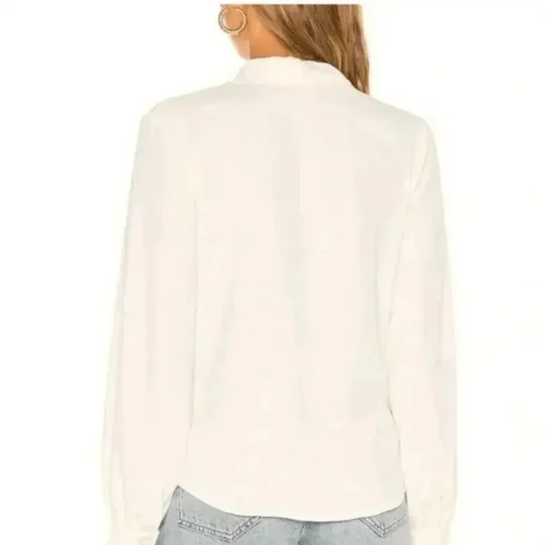 Amanda Uprichard Keely Twist Front Long Sleeve Crepe Blouse Ivory White Size S - Image 3