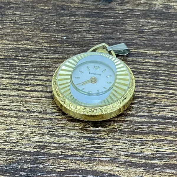 Vintage Lucerne‎ Watch Gold Tone Swiss Made Pendant Mechanical Wind Up Works! - Image 4