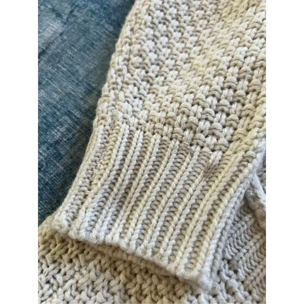 Reborn J Ivory Cable Knit Open Front Cardigan Women's Large - Image 6