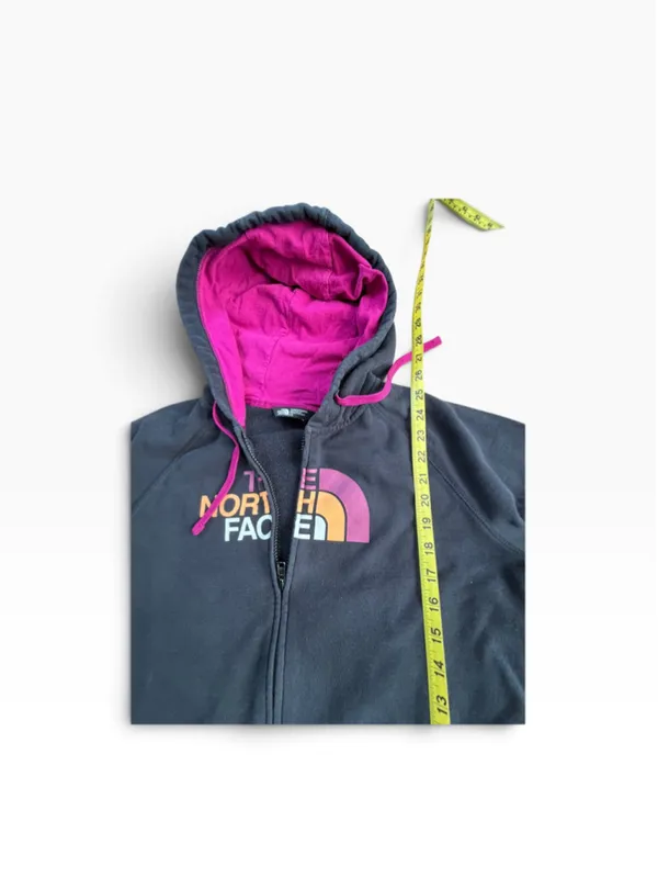 Women's The North Face Zip-Up Hoodie Black Pink Size L - Image 5