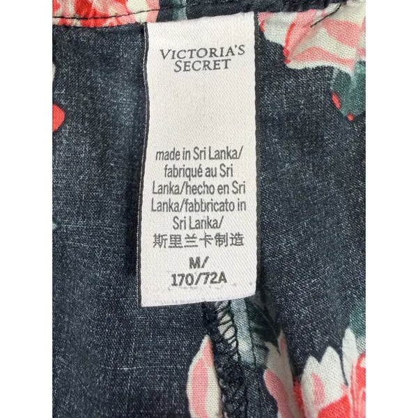 Victoria's Secret Pajama Pants Womens Medium Black Floral Rose VS Lounge Cotton - Image 8