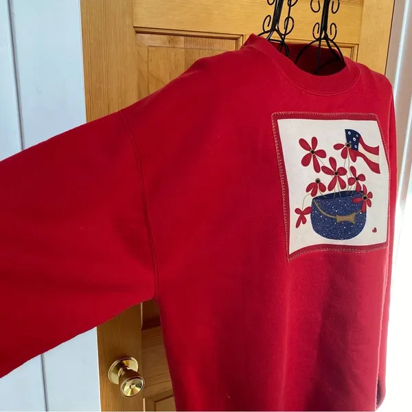 Retro Jerzees Patriotic Grandma Sweatshirt Red White & Blue Size Large - Image 3