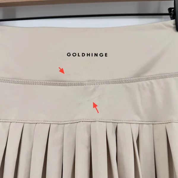 Gold Hinge Pleated Tennis Skirt Skort Beige Women L Preppy Pickleball Activewear - Image 6