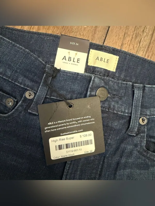 ABLE High Rise Skinny Jeans Blue Size 24 - Image 6