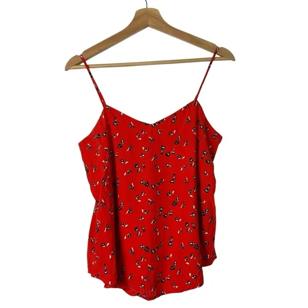 Gap‎ Red Black Floral V-Neck Cami Tank Top XS - Image 2