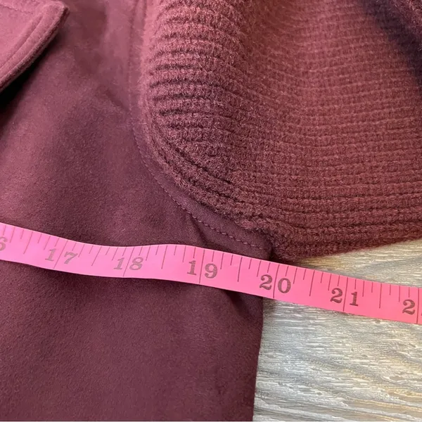 Ann Taylor Faux Suede Moto Sweater Jacket burgundy sz S‎ - Image 6