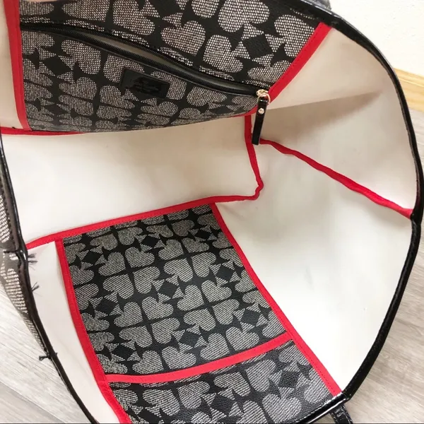Kate Spade Black Gray Spade Print Extra Large Tote Bag - Image 6