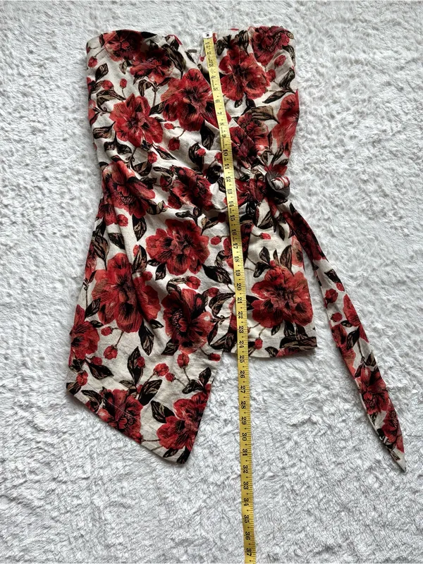 Free People Hot to Trot Mini Dress L Tube Floral Strapless Wrap Smocked Resort - Image 12