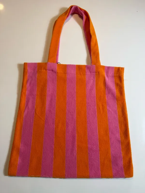 NWT Avara Pink Orange Striped Terry Cloth Beach Tote Bag‎ Pool,Vacation,Carryall - Image 2