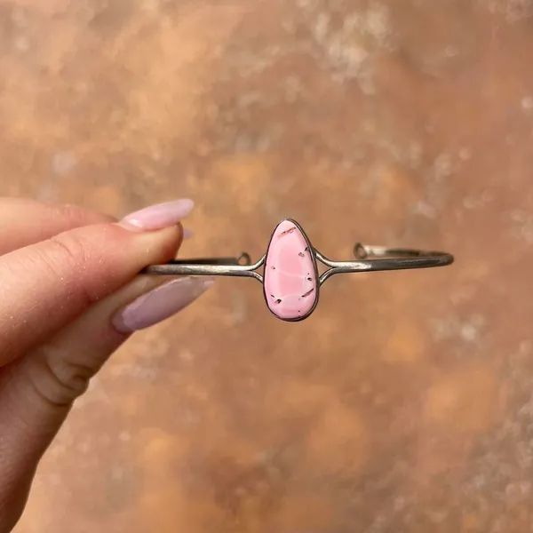 Free People Pink stone adjustable bangle with silver accents - Image 2
