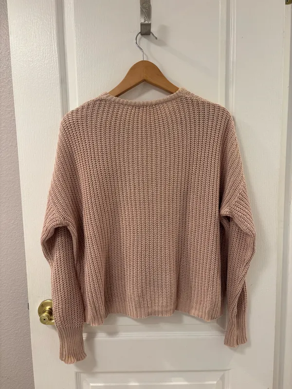 Brandy Melville Ollie Italian Cotton Oversized Waffle Knit Crewneck Sweater Coquette OS - Image 2