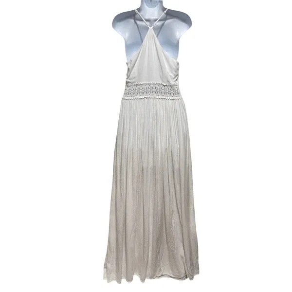 Pink Lily‎ Boho Cottage Maxi Dress M White Lace Waist Fairy Ethereal Festival - Image 2
